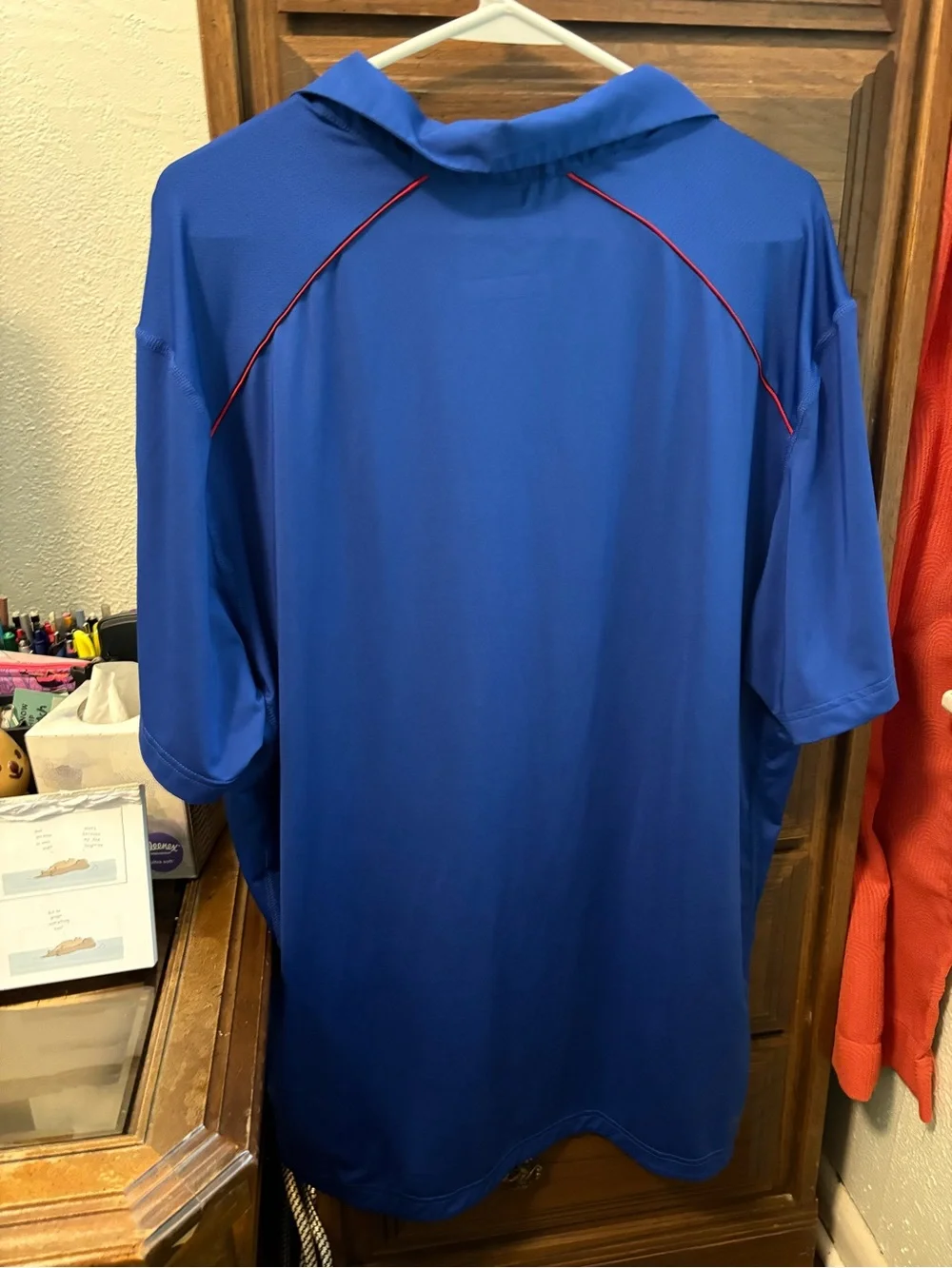 Adidas Blue Kansas Jayhawks Polo with Red Accents